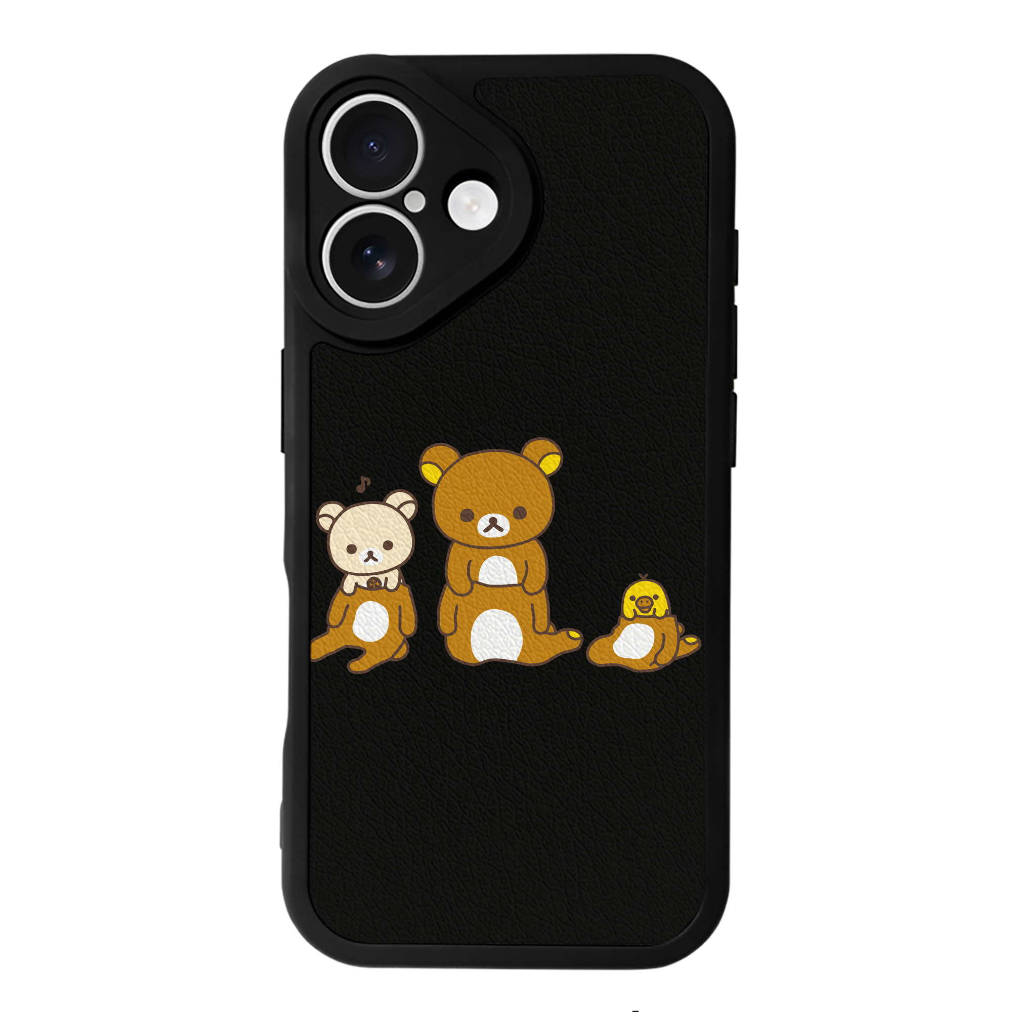 （画像用） リラックマ リラックマ キイロイトリ Rilakkuma Korilakkuma Kiiroitori 【iPhone 16シリーズ対応】シリコンスマホケース（レザー調） 材質：シリコン